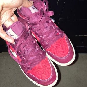 Burgundy and pink Jordan 1